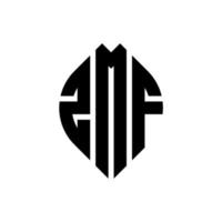 design de logotipo de letra de círculo zmf com forma de círculo e elipse. letras de elipse zmf com estilo tipográfico. as três iniciais formam um logotipo circular. zmf círculo emblema abstrato monograma carta marca vetor. vetor