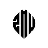 design de logotipo de letra de círculo zmw com forma de círculo e elipse. letras de elipse zmw com estilo tipográfico. as três iniciais formam um logotipo circular. zmw círculo emblema abstrato monograma letra marca vetor. vetor