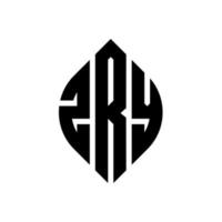 design de logotipo de carta de círculo zry com forma de círculo e elipse. letras de elipse zry com estilo tipográfico. as três iniciais formam um logotipo circular. zry círculo emblema abstrato monograma carta marca vetor. vetor