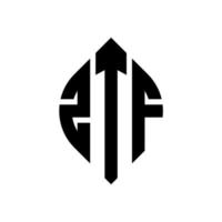 design de logotipo de letra de círculo ztf com forma de círculo e elipse. letras de elipse ztf com estilo tipográfico. as três iniciais formam um logotipo circular. ZTF círculo emblema abstrato monograma carta marca vetor. vetor