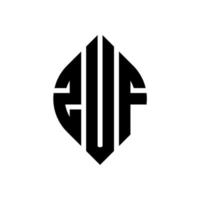 design de logotipo de carta de círculo zuf com forma de círculo e elipse. letras de elipse zuf com estilo tipográfico. as três iniciais formam um logotipo circular. zuf círculo emblema abstrato monograma carta marca vetor. vetor