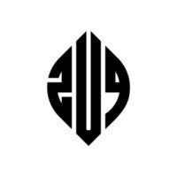 design de logotipo de letra de círculo zuq com forma de círculo e elipse. letras de elipse zuq com estilo tipográfico. as três iniciais formam um logotipo circular. zuq círculo emblema abstrato monograma carta marca vetor. vetor