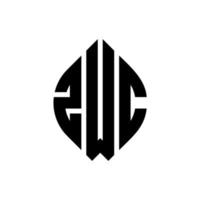 design de logotipo de letra de círculo zwc com forma de círculo e elipse. letras de elipse zwc com estilo tipográfico. as três iniciais formam um logotipo circular. Zwc círculo emblema abstrato monograma carta marca vetor. vetor