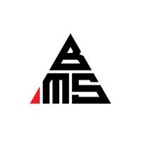 design de logotipo de letra triângulo bms com forma de triângulo. monograma de design de logotipo de triângulo bms. modelo de logotipo de vetor triângulo bms com cor vermelha. logotipo triangular bms logotipo simples, elegante e luxuoso.