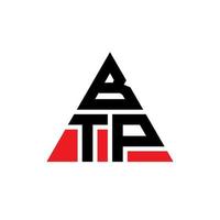 design de logotipo de letra triângulo btp com forma de triângulo. monograma de design de logotipo de triângulo btp. modelo de logotipo de vetor triângulo btp com cor vermelha. logotipo triangular btp logotipo simples, elegante e luxuoso.