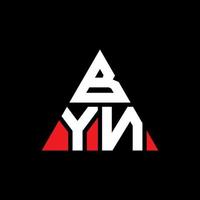 byn design de logotipo de letra triângulo com forma de triângulo. monograma de design de logotipo de triângulo byn. modelo de logotipo de vetor de triângulo byn com cor vermelha. byn logotipo triangular logotipo simples, elegante e luxuoso.