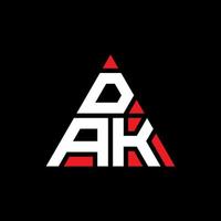 design de logotipo de letra triângulo dak com forma de triângulo. monograma de design de logotipo de triângulo dak. modelo de logotipo de vetor triângulo dak com cor vermelha. logotipo triangular dak logotipo simples, elegante e luxuoso.