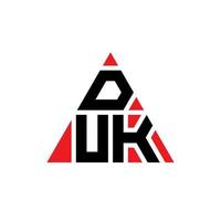 design de logotipo duk triângulo carta com forma de triângulo. monograma de design de logotipo duk triângulo. modelo de logotipo de vetor duk triângulo com cor vermelha. logotipo triangular duk logotipo simples, elegante e luxuoso.