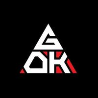 Gok design de logotipo de letra triângulo com forma de triângulo. monograma de design de logotipo de triângulo gok. modelo de logotipo de vetor de triângulo gok com cor vermelha. gok logotipo triangular logotipo simples, elegante e luxuoso.