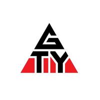 design de logotipo de letra triângulo gty com forma de triângulo. monograma de design de logotipo de triângulo gty. modelo de logotipo de vetor de triângulo gty com cor vermelha. logotipo triangular gty logotipo simples, elegante e luxuoso.