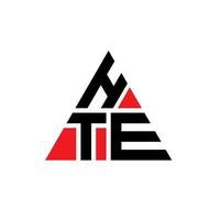 hte design de logotipo de letra de triângulo com forma de triângulo. monograma de design de logotipo de triângulo hte. modelo de logotipo de vetor de triângulo hte com cor vermelha. hte logotipo triangular logotipo simples, elegante e luxuoso.