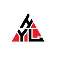 design de logotipo de letra de triângulo hyl com forma de triângulo. monograma de design de logotipo de triângulo hyl. modelo de logotipo de vetor de triângulo hyl com cor vermelha. hyl logo triangular logo simples, elegante e luxuoso.