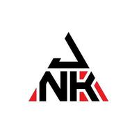 jnk design de logotipo de letra triângulo com forma de triângulo. monograma de design de logotipo de triângulo jnk. modelo de logotipo de vetor jnk triângulo com cor vermelha. jnk logotipo triangular logotipo simples, elegante e luxuoso.