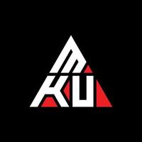 design de logotipo de letra de triângulo mku com forma de triângulo. monograma de design de logotipo de triângulo mku. modelo de logotipo de vetor de triângulo mku com cor vermelha. logotipo triangular mku logotipo simples, elegante e luxuoso.