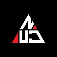 design de logotipo de letra de triângulo nuj com forma de triângulo. monograma de design de logotipo de triângulo nuj. modelo de logotipo de vetor de triângulo nuj com cor vermelha. logotipo triangular nuj logotipo simples, elegante e luxuoso.