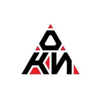 okn design de logotipo de letra triângulo com forma de triângulo. monograma de design de logotipo de triângulo okn. modelo de logotipo de vetor de triângulo okn com cor vermelha. okn logotipo triangular logotipo simples, elegante e luxuoso.
