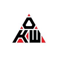 okw design de logotipo de letra triângulo com forma de triângulo. monograma de design de logotipo de triângulo okw. modelo de logotipo de vetor de triângulo okw com cor vermelha. okw logotipo triangular logotipo simples, elegante e luxuoso.