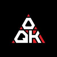 oqk design de logotipo de letra triângulo com forma de triângulo. monograma de design de logotipo de triângulo oqk. modelo de logotipo de vetor oqk triângulo com cor vermelha. logotipo triangular oqk logotipo simples, elegante e luxuoso.