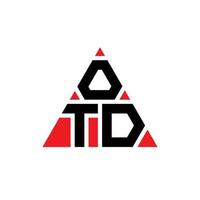 design de logotipo de letra de triângulo otd com forma de triângulo. monograma de design de logotipo de triângulo otd. modelo de logotipo de vetor de triângulo otd com cor vermelha. logotipo triangular otd logotipo simples, elegante e luxuoso.