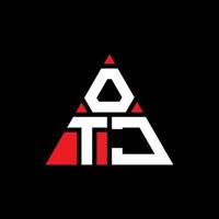 design de logotipo de letra de triângulo otj com forma de triângulo. monograma de design de logotipo de triângulo otj. modelo de logotipo de vetor de triângulo otj com cor vermelha. logotipo triangular otj logotipo simples, elegante e luxuoso.