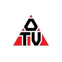 design de logotipo de letra triângulo otv com forma de triângulo. monograma de design de logotipo de triângulo otv. modelo de logotipo de vetor de triângulo otv com cor vermelha. logotipo triangular otv logotipo simples, elegante e luxuoso.