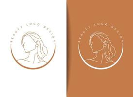 estilo de forro mínimo desenhado à mão mulheres femininas rosto ou retrato emblema modelo de logotipo para beleza cuidados com a pele spa salão de cabeleireiro cosméticos negócio de moda ou indústria vetor