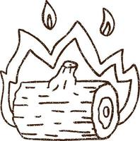 desenho de carvão de log queimando vetor