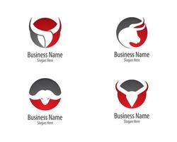 modelos de logotipo de touro vermelho e cinza vetor