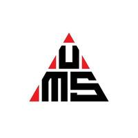 design de logotipo de letra de triângulo ums com forma de triângulo. monograma de design de logotipo de triângulo ums. modelo de logotipo de vetor de triângulo ums com cor vermelha. ums logotipo triangular logotipo simples, elegante e luxuoso.