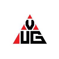 design de logotipo de letra de triângulo vug com forma de triângulo. monograma de design de logotipo de triângulo vug. modelo de logotipo de vetor de triângulo vug com cor vermelha. logotipo triangular vug logotipo simples, elegante e luxuoso.