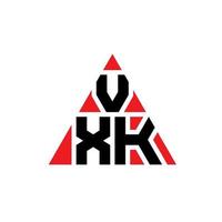 design de logotipo de letra de triângulo vxk com forma de triângulo. monograma de design de logotipo de triângulo vxk. modelo de logotipo de vetor de triângulo vxk com cor vermelha. logotipo triangular vxk logotipo simples, elegante e luxuoso.