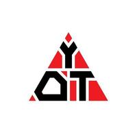 design de logotipo de letra de triângulo yot com forma de triângulo. monograma de design de logotipo de triângulo yot. modelo de logotipo de vetor de triângulo yot com cor vermelha. yot logo triangular logo simples, elegante e luxuoso.
