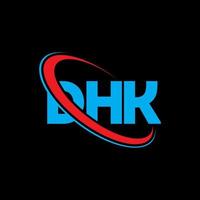 logotipo dhk. carta dh. design de logotipo de letra dhk. iniciais dhk logotipo ligado com círculo e logotipo monograma maiúsculo. dhk tipografia para tecnologia, negócios e marca imobiliária. vetor