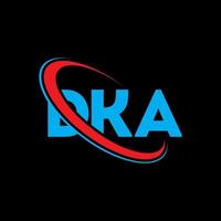logotipo dka. carta dka. design de logotipo de letra dka. iniciais dka logotipo ligado com círculo e logotipo monograma maiúsculo. tipografia dka para marca de tecnologia, negócios e imóveis. vetor