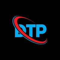 logotipo dtp. carta dtp. design de logotipo de carta dtp. iniciais dtp logotipo ligado com círculo e logotipo monograma maiúsculo. tipografia dtp para marca de tecnologia, negócios e imóveis. vetor