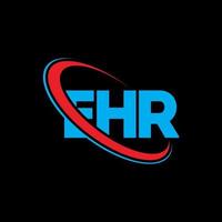 eh logo. eh carta. design de logotipo de carta ehr. iniciais ehr logotipo ligado com círculo e logotipo monograma maiúsculo. ehr tipografia para tecnologia, negócios e marca imobiliária. vetor