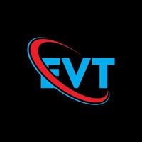 logotipo evt. carta ev. design de logotipo de carta evt. iniciais evt logotipo ligado com círculo e logotipo monograma maiúsculo. tipografia evt para tecnologia, negócios e marca imobiliária. vetor