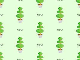 padrão sem emenda de personagem de desenho animado de árvore sobre fundo verde. estilo de pixel vetor