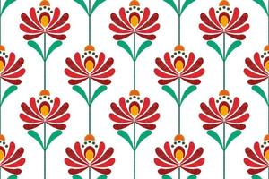 design de padrão têxtil sem costura étnica floral ikat. tecido asteca tapete mandala ornamentos têxteis decorações papel de parede. fundo de vetor de bordado tradicional de motivo de flor nativa boho tribal