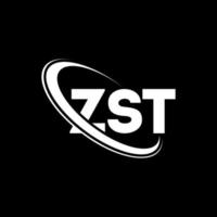 logotipo zst. z carta. design de logotipo de letra zst. iniciais zst logotipo ligado com círculo e logotipo monograma maiúsculo. zst tipografia para tecnologia, negócios e marca imobiliária. vetor