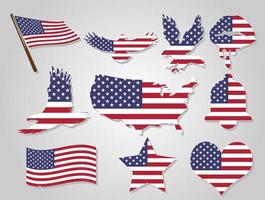conjunto de formas da bandeira americana vetor