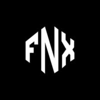 design de logotipo de carta fnx com forma de polígono. fnx polígono e design de logotipo em forma de cubo. fnx hexagon vector logo template cores brancas e pretas. fnx monograma, logotipo de negócios e imóveis.