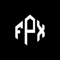 design de logotipo de carta fpx com forma de polígono. fpx polígono e design de logotipo em forma de cubo. fpx modelo de logotipo de vetor hexágono cores brancas e pretas. fpx monograma, logotipo de negócios e imóveis.