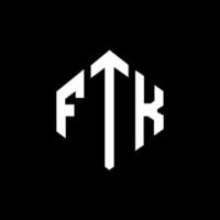 design de logotipo de letra ftk com forma de polígono. ftk polígono e design de logotipo em forma de cubo. modelo de logotipo de vetor hexágono ftk cores brancas e pretas. ftk monograma, logotipo de negócios e imóveis.