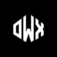 design de logotipo de carta owx com forma de polígono. owx polígono e design de logotipo em forma de cubo. modelo de logotipo de vetor hexágono owx cores brancas e pretas. owx monograma, logotipo de negócios e imóveis.