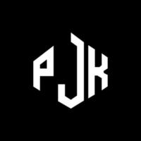 design de logotipo de letra pjk com forma de polígono. pjk polígono e design de logotipo em forma de cubo. pjk hexagon vector logo template cores brancas e pretas. pjk monograma, logotipo de negócios e imóveis.