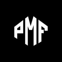 design de logotipo de carta pmf com forma de polígono. polígono pmf e design de logotipo em forma de cubo. modelo de logotipo de vetor hexágono pmf cores brancas e pretas. monograma pmf, logotipo de negócios e imóveis.