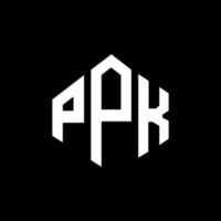 design de logotipo de carta ppk com forma de polígono. ppk polígono e design de logotipo em forma de cubo. modelo de logotipo de vetor hexágono ppk cores brancas e pretas. ppk monograma, logotipo de negócios e imóveis.