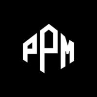 design de logotipo de carta ppm com forma de polígono. ppm polígono e design de logotipo em forma de cubo. modelo de logotipo de vetor hexágono ppm cores brancas e pretas. ppm monograma, logotipo de negócios e imóveis.