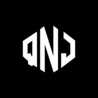 design de logotipo de letra qnj com forma de polígono. qnj polígono e design de logotipo em forma de cubo. qnj hexagon vector logo template cores brancas e pretas. monograma qnj, logotipo comercial e imobiliário.